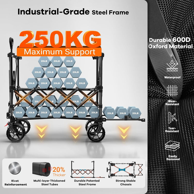 400L Double Decker Folding Festival Trolley 250KG