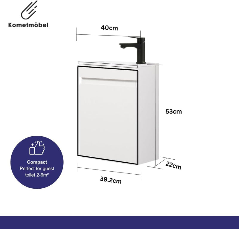 400MM Wall Hung Cloakroom Vanity Unit with Basin