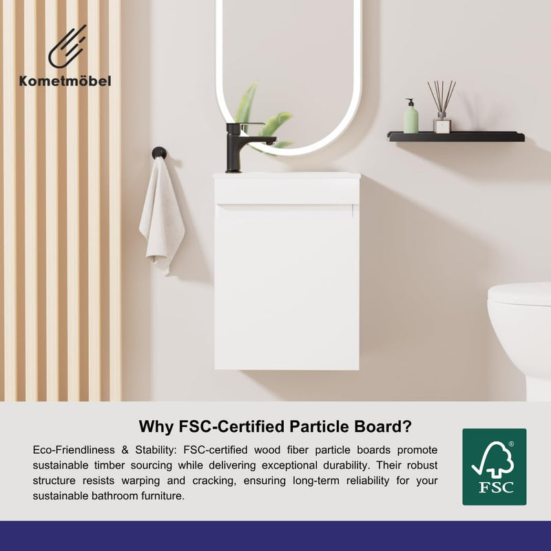 400MM Wall Hung Cloakroom Vanity Unit with Basin
