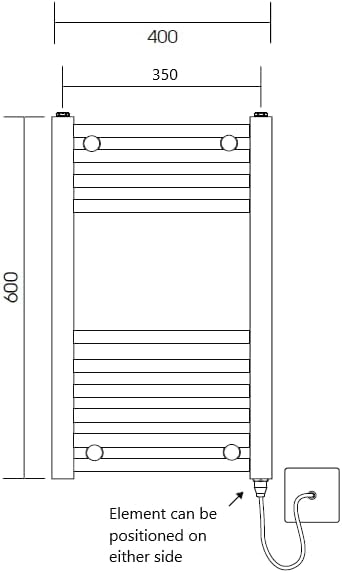 400W X 600h Electric Straight Heated Towel Rail