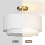 40CM Dual Drum 3-Light Semi Flush Mount