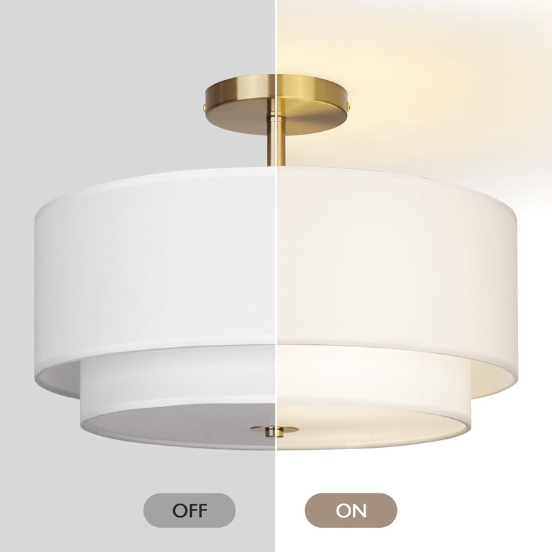 40CM Dual Drum 3-Light Semi Flush Mount