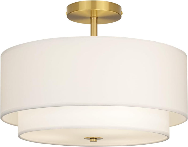 40CM Dual Drum 3-Light Semi Flush Mount