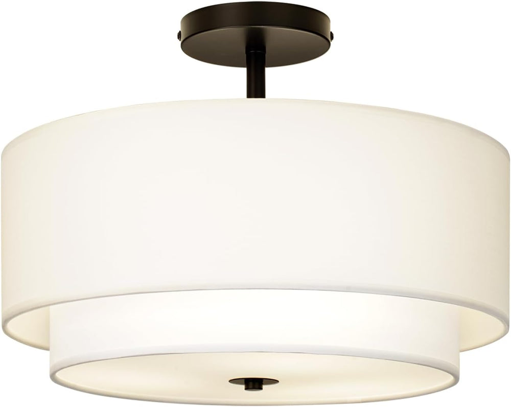 40CM Dual Drum 3-Light Semi Flush Mount