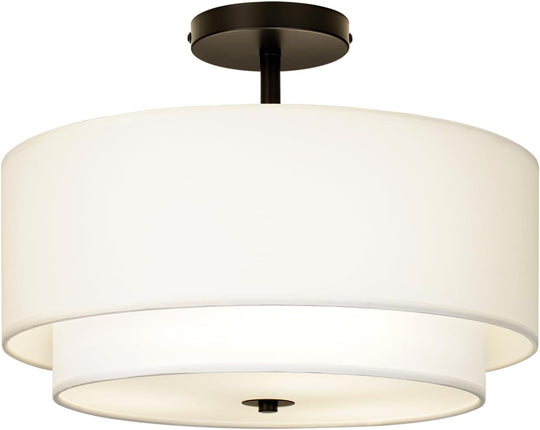 40CM Dual Drum 3-Light Semi Flush Mount