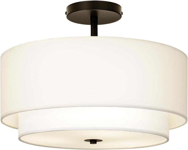 40CM Dual Drum 3-Light Semi Flush Mount