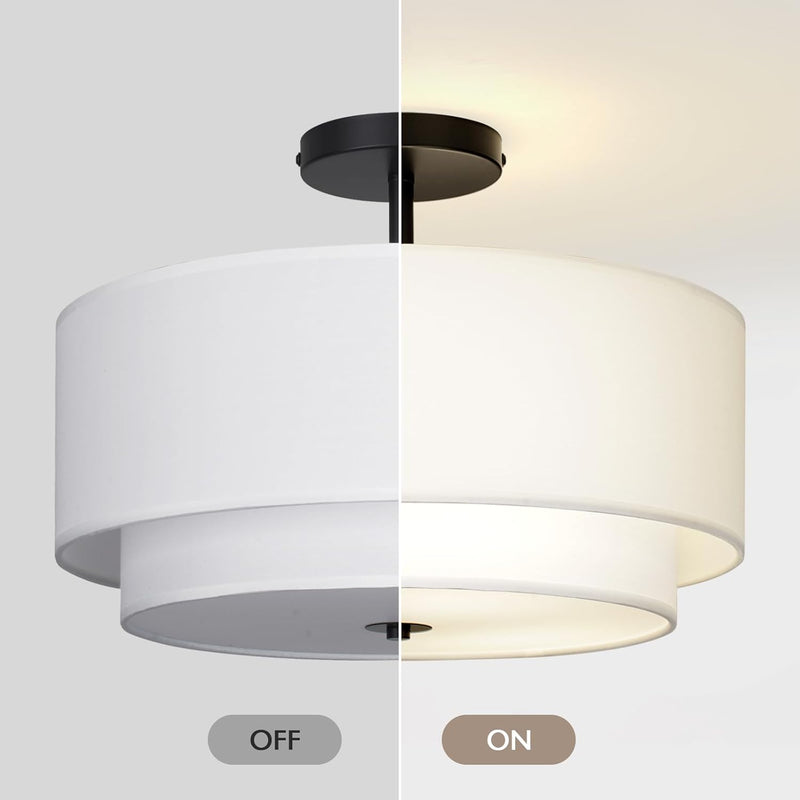 40CM Dual Drum 3-Light Semi Flush Mount