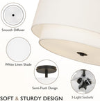 40CM Dual Drum 3-Light Semi Flush Mount