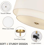 40CM Dual Drum 3-Light Semi Flush Mount