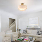 40CM Linen Semi Flush Ceiling Light for Living