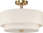 40CM Linen Semi Flush Ceiling Light for Living