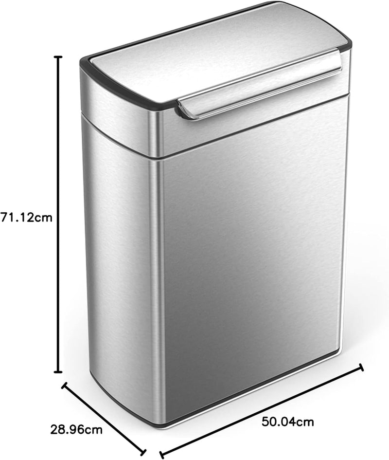 40L Rectangular Touch-Bar Kitchen Bin