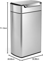 40L Rectangular Touch-Bar Kitchen Bin