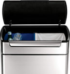 40L Rectangular Touch-Bar Kitchen Bin