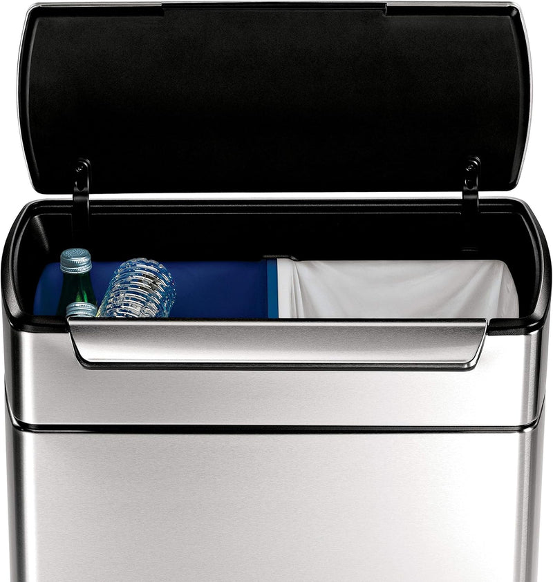 40L Rectangular Touch-Bar Kitchen Bin