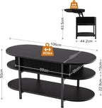 41.7" Oval Lift Top Coffee Table Fluted Wood
