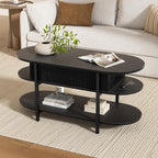 41.7" Oval Lift Top Coffee Table Fluted Wood