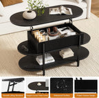 41.7" Oval Lift Top Coffee Table Fluted Wood