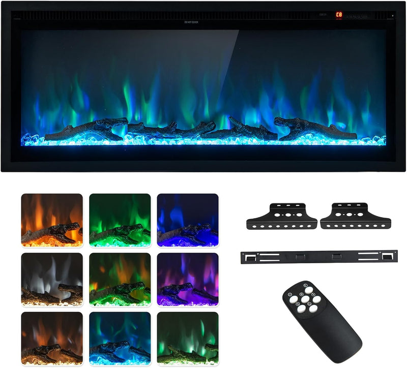 42” 106CM Electric Fireplace Freestanding Wall Mounted Recessed