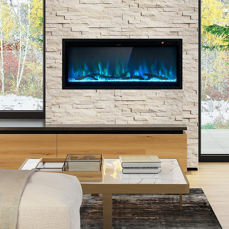 42” 106CM Electric Fireplace Freestanding Wall Mounted Recessed