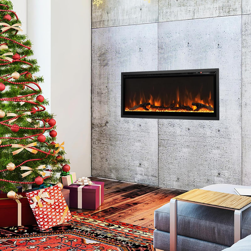 42” 106CM Electric Fireplace Freestanding Wall Mounted Recessed