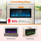 42” 106CM Electric Fireplace Freestanding Wall Mounted Recessed
