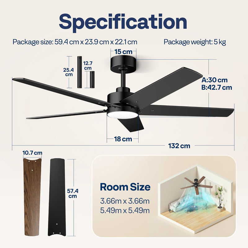 42" Ceiling Fans with Lights Remote Flush Mount