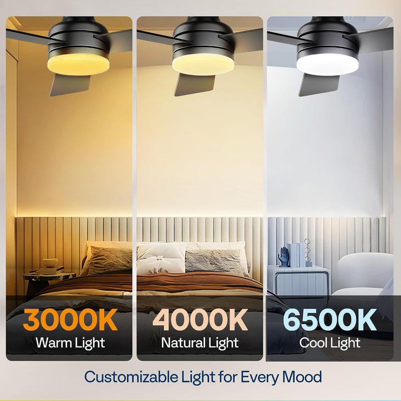 42" Ceiling Fans with Lights Remote Flush Mount