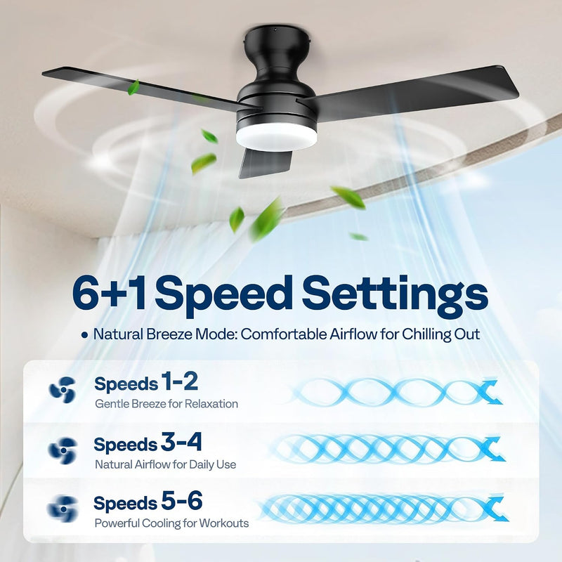 42" Ceiling Fans with Lights Remote Flush Mount