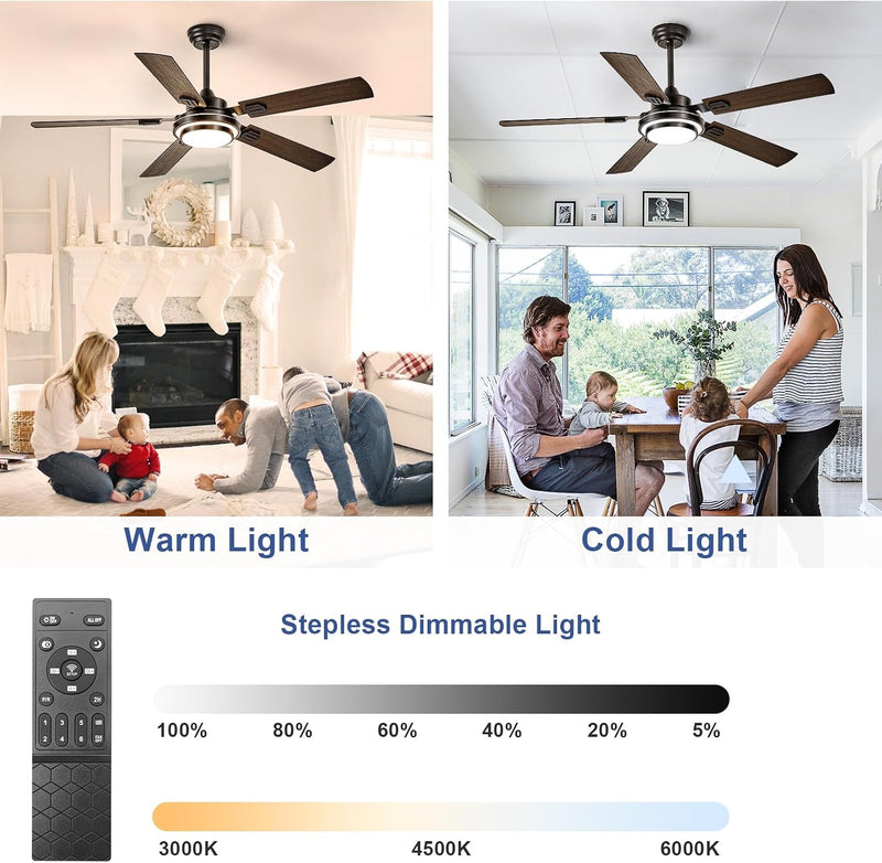 42-Inch Ceiling Fan with Light: Brushed Nickel Fans