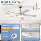42-Inch Ceiling Fan with Light: Brushed Nickel Fans