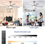 42-Inch Ceiling Fan with Light: Brushed Nickel Fans