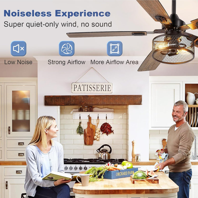 42-Inch Ceiling Fan with Light: Brushed Nickel Fans