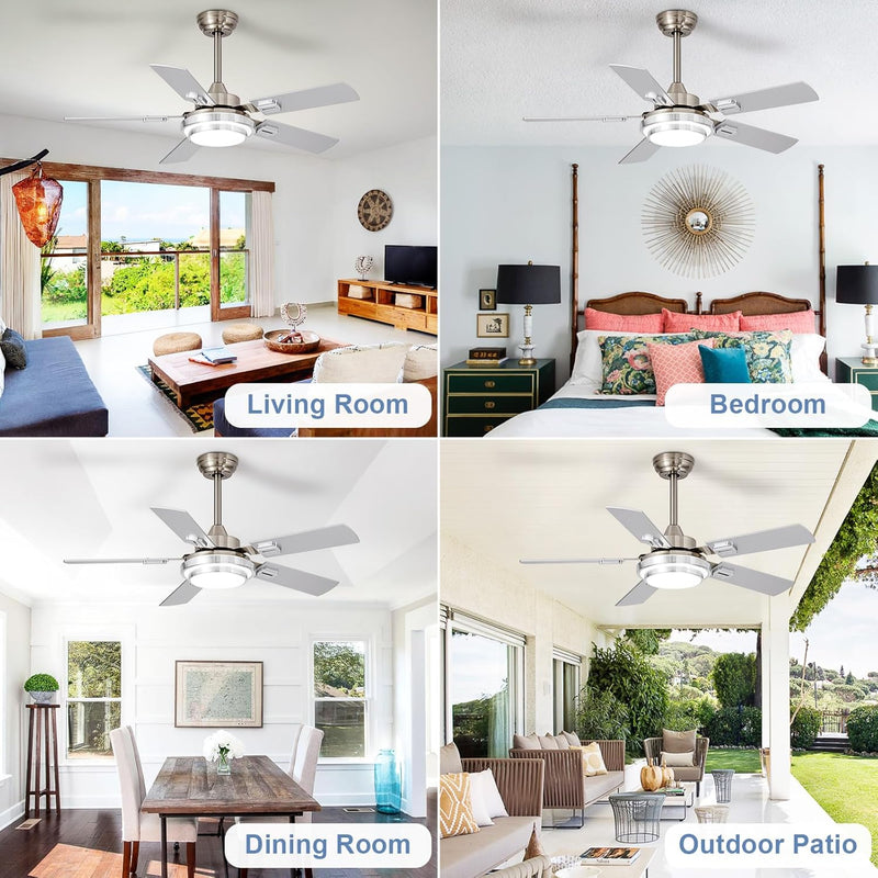 42-Inch Ceiling Fan with Light: Brushed Nickel Fans