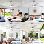 42-Inch Ceiling Fan with Light: Brushed Nickel Fans