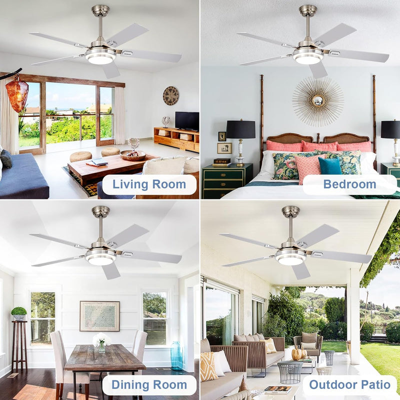 42-Inch Ceiling Fan with Light: Brushed Nickel Fans
