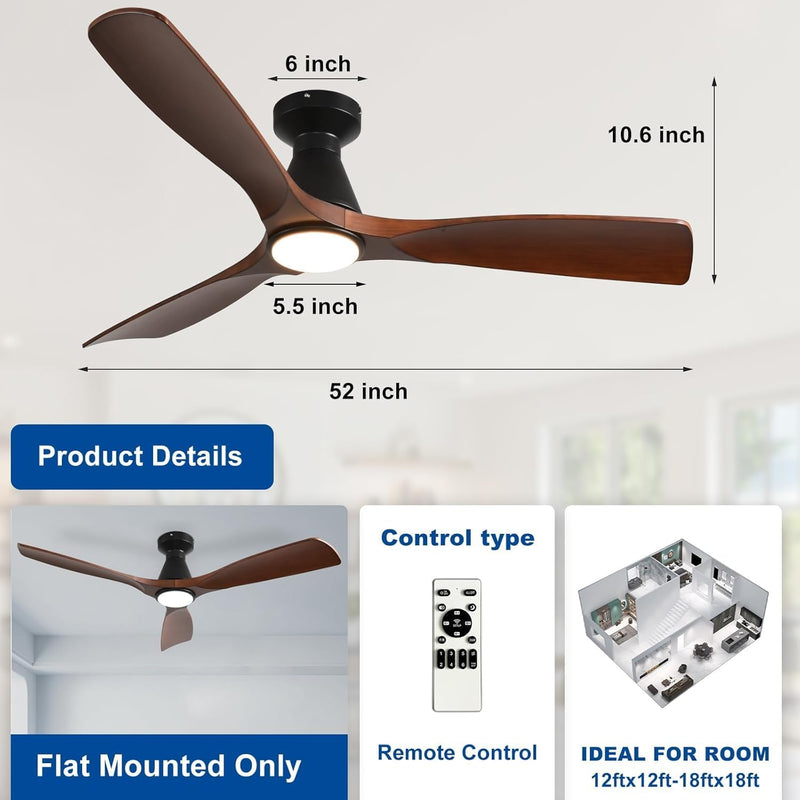 42-Inch Ceiling Fans with Lights: 3 Blade Flush