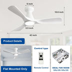 42-Inch Ceiling Fans with Lights: 3 Blade Flush