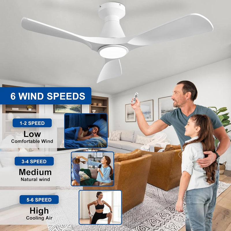 42-Inch Ceiling Fans with Lights: 3 Blade Flush