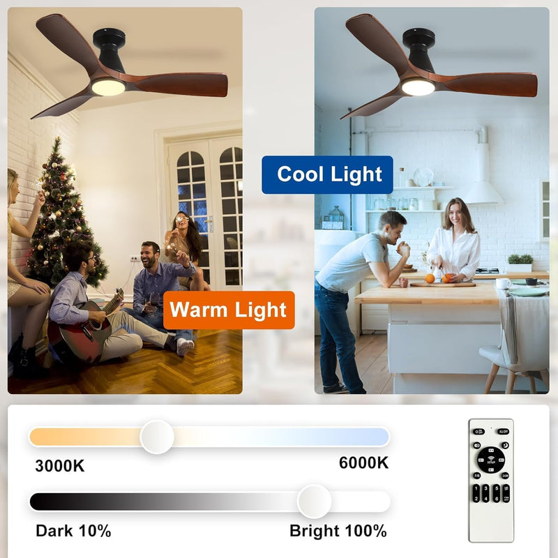 42-Inch Ceiling Fans with Lights: 3 Blade Flush