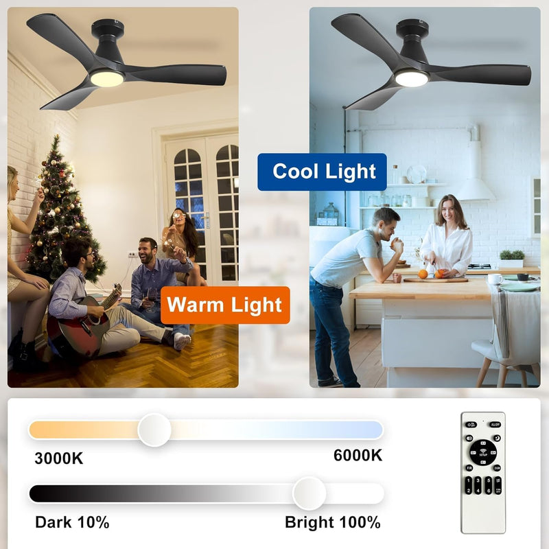 42-Inch Ceiling Fans with Lights: 3 Blade Flush