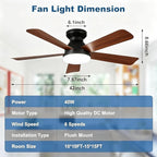 42 Inch Ceiling Fans with Lights and Remote