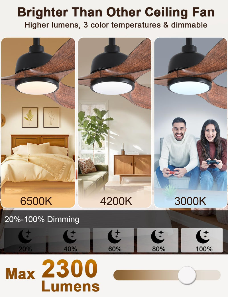 42 Inch Cover Outdoor Ceiling Fans with Lights