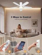 42'' Low Profile Ceiling Fan with Light Remote