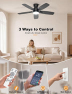 42'' Low Profile Ceiling Fan with Light Remote