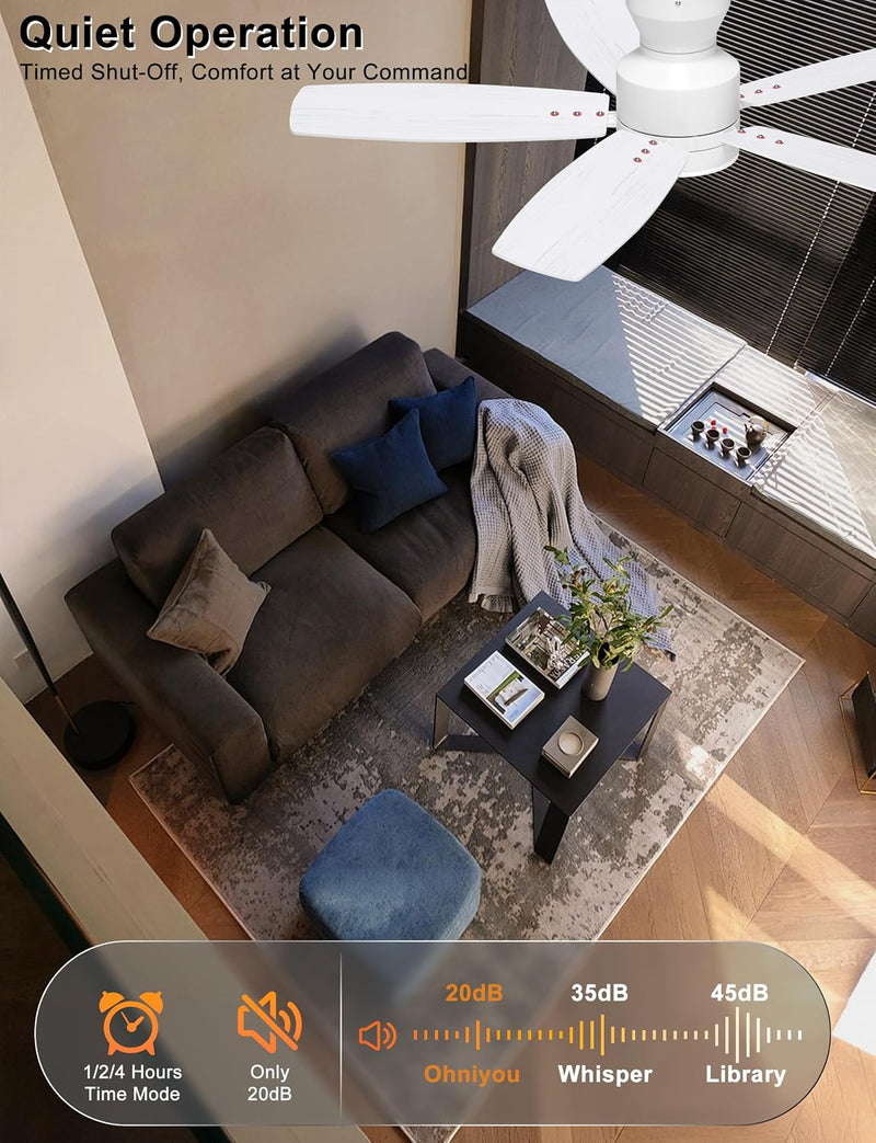 42'' Low Profile Ceiling Fan with Light Remote