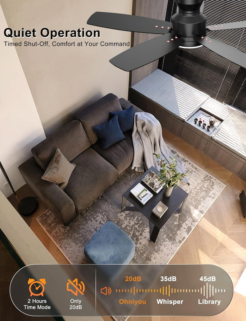 42'' Low Profile Ceiling Fan with Light Remote