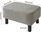 42CM Footstool Rectangle Ottoman with Stable Wooden Legs