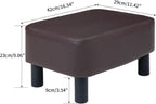 42CM Footstool Rectangle Ottoman with Stable Wooden Legs