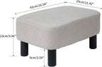 42CM Footstool Rectangle Ottoman with Stable Wooden Legs